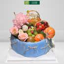 Giỏ Quà bao gồm Trái Cây Nhập Khẩu trang trí Hoa Tặng theo kiểu bánh sinh nhật phù hợp Cho Tặng Sinh Nhật Cô Ấy