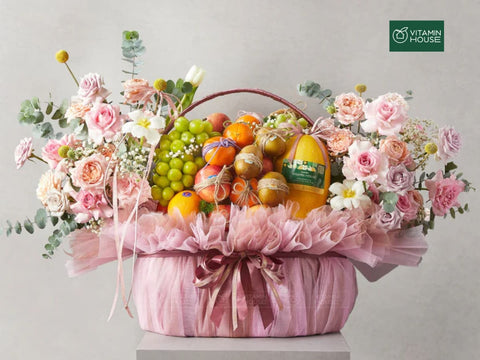 Giỏ trái cây tặng thầy cô kèm hoa tươi sang trọng