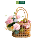 giỏ mây đan xách tay trái cây tươi, kiwi vàng, táo xanh, táo envy, cam vàng mỹ