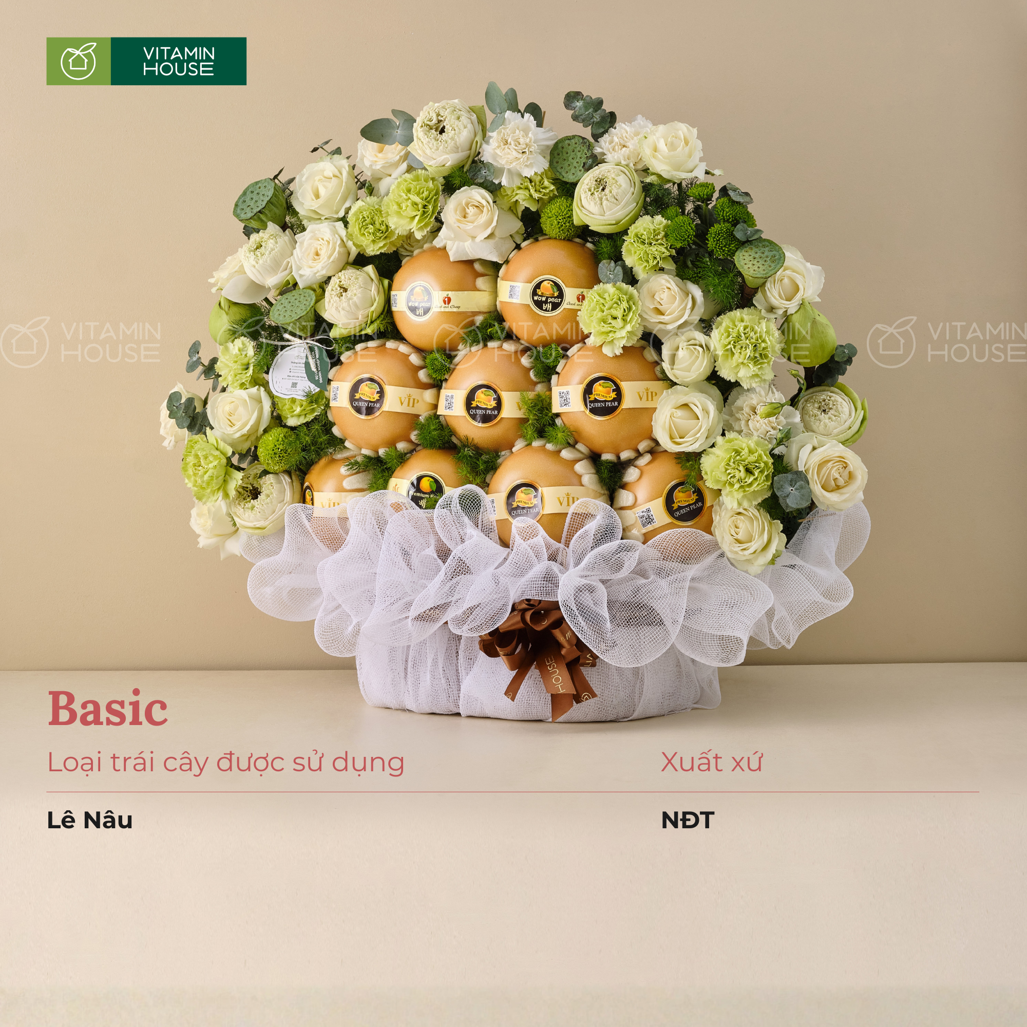 Giỏ Trái Cây Lê Nhập Khẩu Cúng Viếng Đám Tang Thành Kính