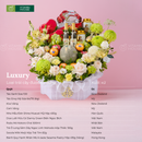 Giỏ Quà Trái Cây Celebration Fruit 12 - Rượu Mơ, Socola, Dưa Lưới Cho Lễ Dạm Ngõ "Trăm Năm Hạnh Phúc"