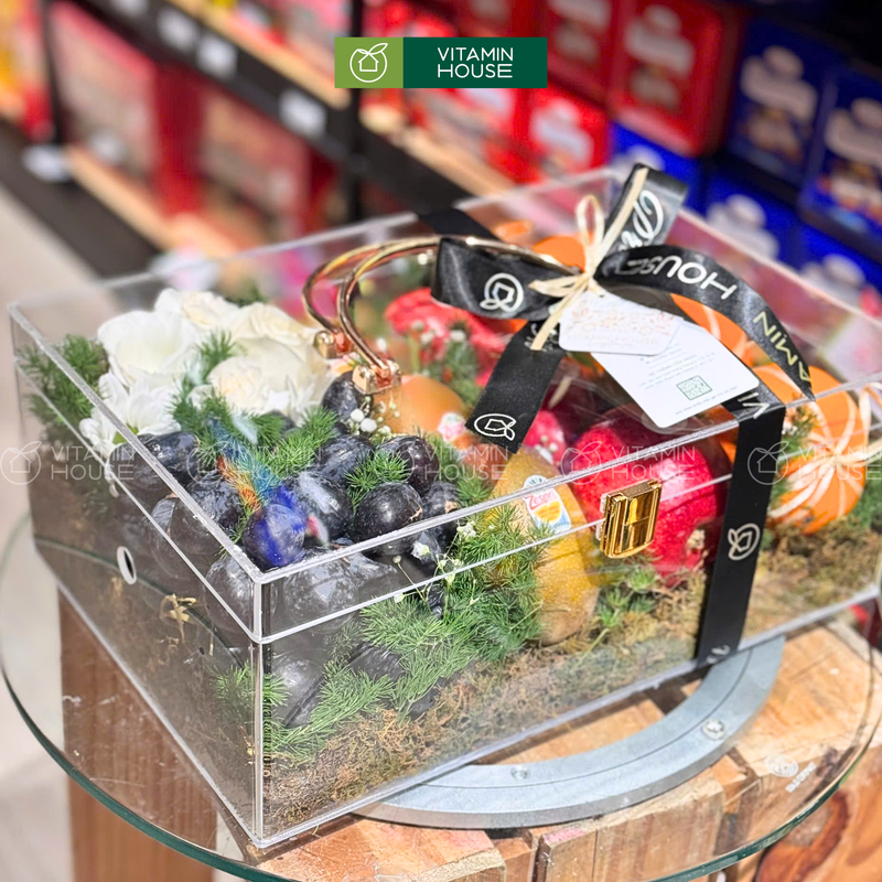 Giỏ Trái Cây nho, quýt úc, kiwi. Món Quà Ngọt Ngào Trong Ngày Vui