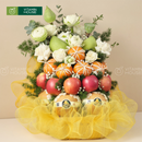 giỏ trái cây nhập khẩu dâng lễ hoa sen và lê hàn, táo, quýt úc