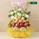 giỏ trái cây nhập khẩu dâng lễ hoa sen và lê hàn, táo, quýt úc