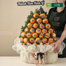 giỏ trái cây dâng lễ tone màu cam với trái cây quýt