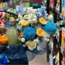 giỏ trái cây hoa hồng, tone xanh và trái cây nhập khẩu các loại. Món quà tặng trọn vẹn tình cảm