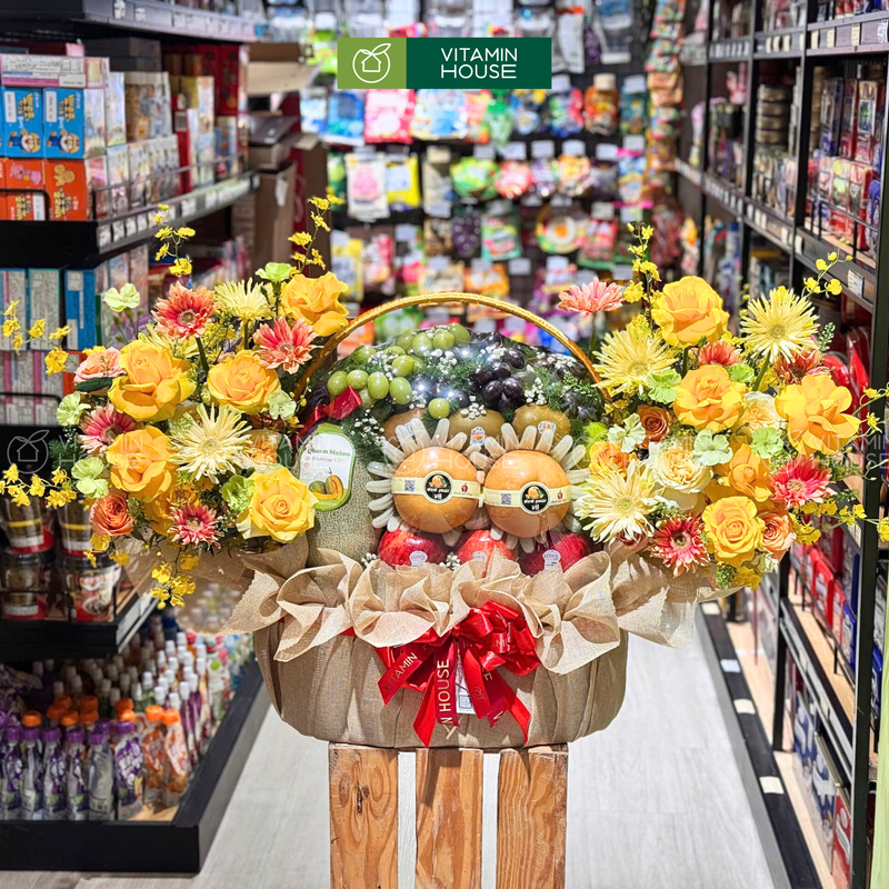 Giỏ Trái Cây nhập khẩu trang trí Hoa Tươi đẹp mắt Sang Trọng Chúc Mừng Ngày Khai Trương hồng phát.
