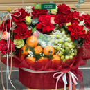  Giỏ Trái Cây nhập khẩu nho xanh quýt úc trang trí Hoa Tươi Tone Đỏ – Lãng Mạn dành Tặng Chị Em
