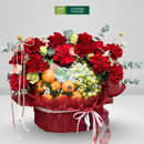  Giỏ Trái Cây nhập khẩu nho xanh quýt úc trang trí Hoa Tươi Tone Đỏ – Lãng Mạn dành Tặng Chị Em
