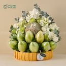 Giỏ Trái Cây Xoài, Dưa Lưới Kết Hợp Sen Đá Kính Lễ