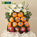 giỏ trái cây kính viếng, hoa tươi và trái cây quýt, táo nhập khẩu