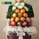 giỏ trái cây kính viếng, hoa tươi và trái cây quýt, táo nhập khẩu