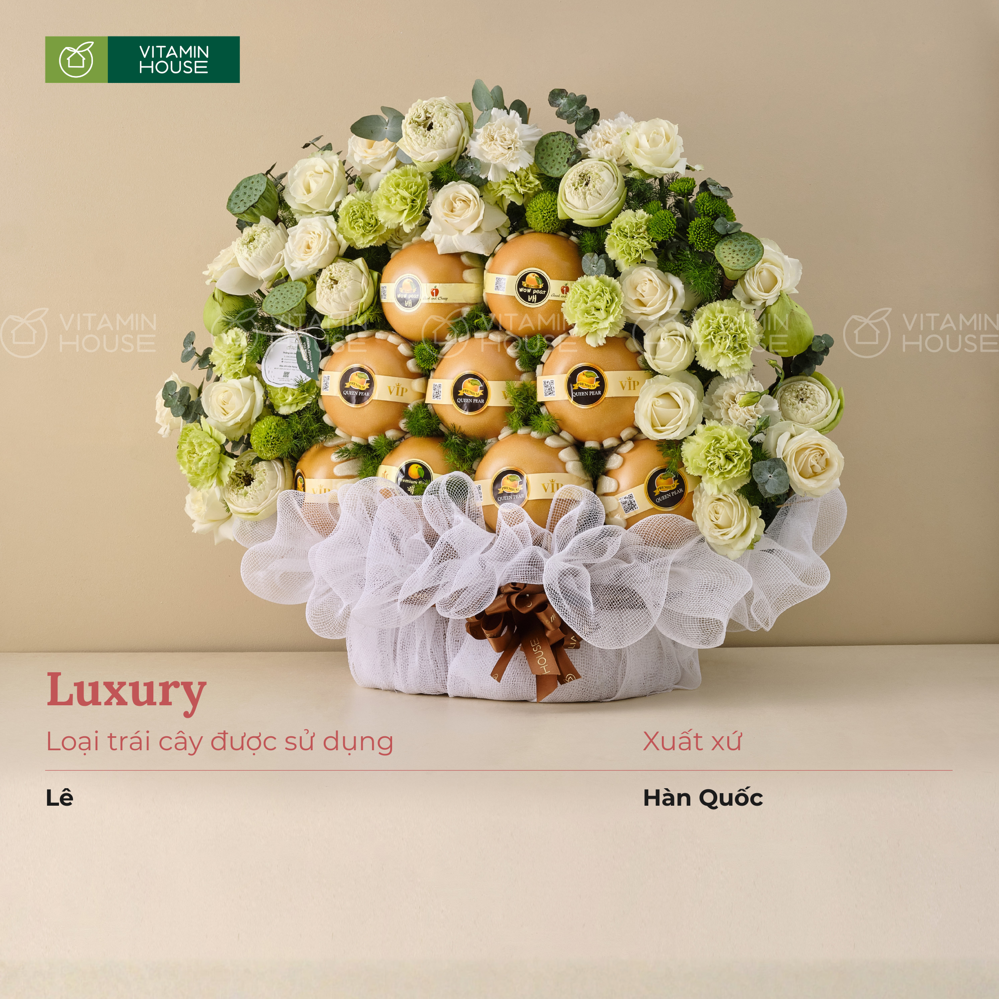 Giỏ Trái Cây Lê Nhập Khẩu Cúng Viếng Đám Tang Thành Kính
