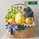 giỏ trái cây nho xanh, nho đen, dưa lê vàng, lê hàn