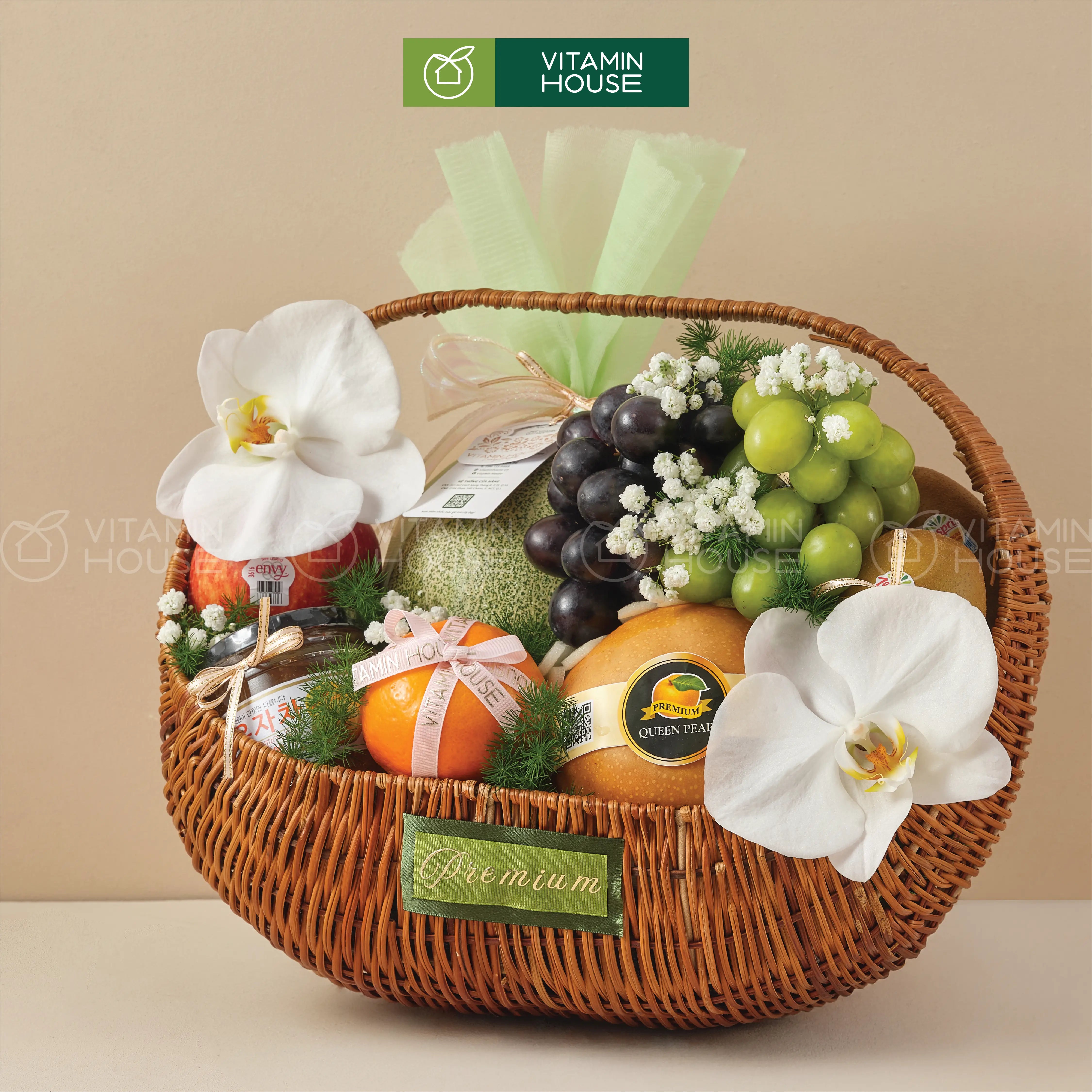 giỏ trái cây nhập khẩu nho xanh nho đen kiwi vàng quýt úc 