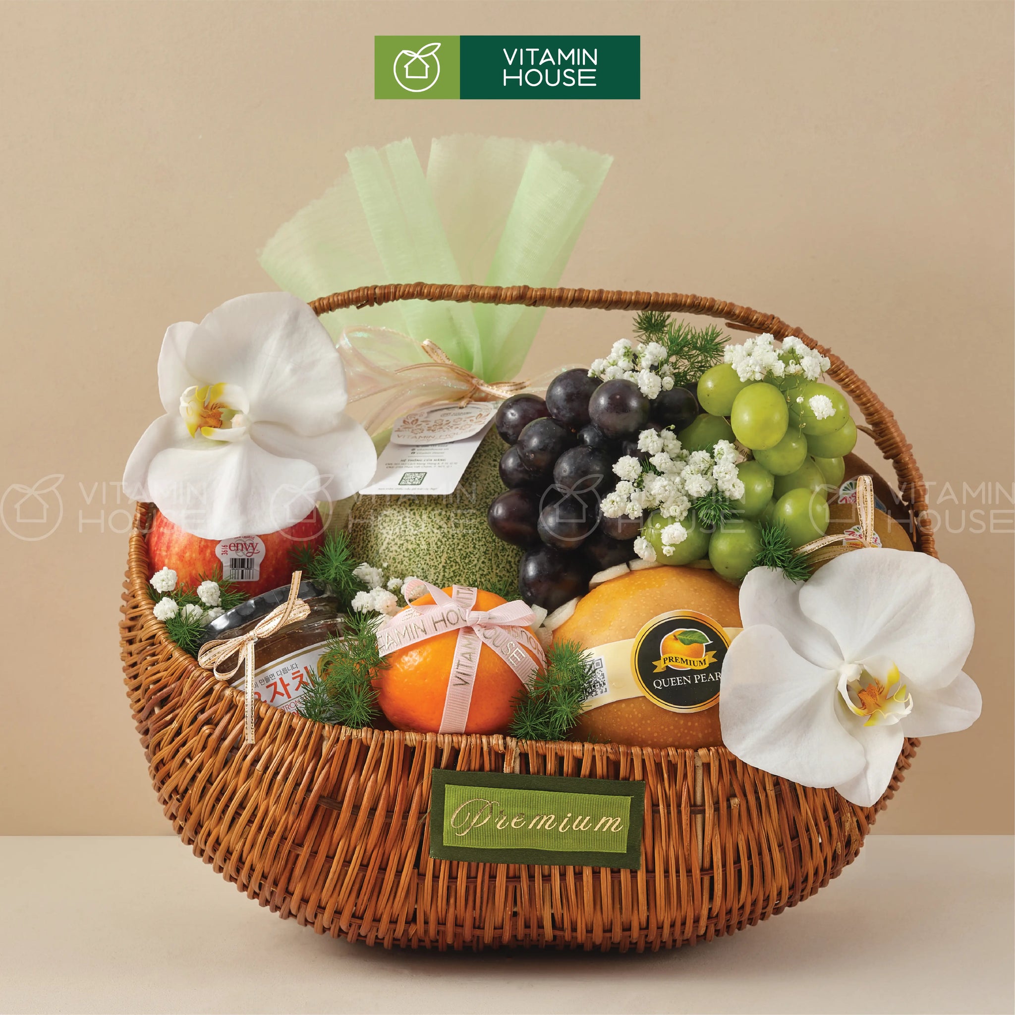 giỏ trái cây nhập khẩu nho xanh nho đen kiwi vàng quýt úc 