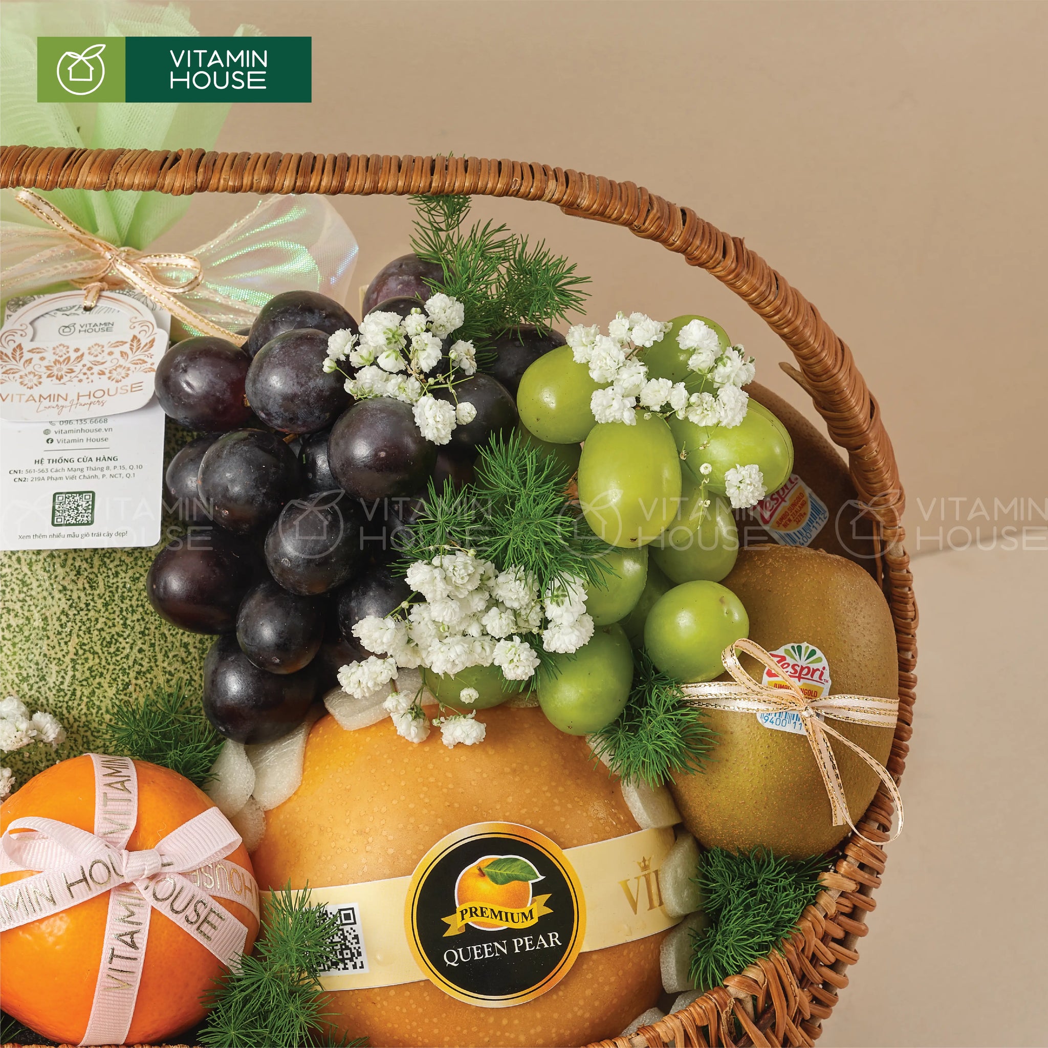 giỏ trái cây nhập khẩu nho xanh nho đen kiwi vàng quýt úc 