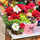 Giỏ Trái Cây Nhập Khẩu Trang Trí kiểu bánh sinh nhật và hoa tươi  Tone Đỏ Chúc Mừng Sinh Nhật, món quà ý nghĩa