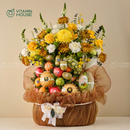 Giỏ Trái Cây Nho, Táo, Kiwi, Dưa Lưới Đi Lễ Chùa