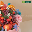 giỏ trái cây màu hồng pastel ngọt ngào mix hoa tươi nhã nhặn tặng phái đẹp