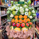 Giỏ Trái Cây Tươi trang trí Hoa Sen phù hợp để Dâng Lễ Chùa bày tỏ tâm tư thành kính