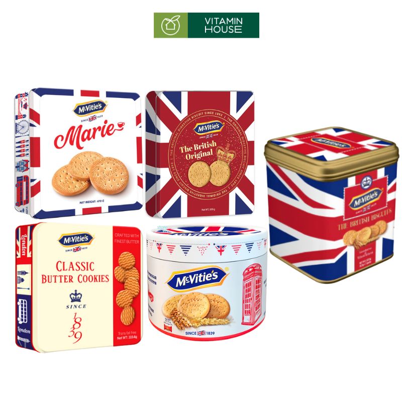Bánh Quy Lúa Mì Mcvitie's Marie Anh Hộp Thiếc Hương Vị Hoàng Gia