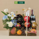 Hộp trái cây cherry, táo envy, kiwi vàng và hoa tươi tặng sinh nhật