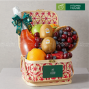 Hộp quà trái cây gỗ cherry, việt quất kiwi vàng và nước ép