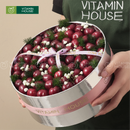 hộp quà trái cây cherry hình tròn màu bạc sang trọng