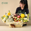 Giỏ Quà Trái Cây Dưa Lưới, Táo, Cam, Quýt Cúng Giỗ Trang Trọng