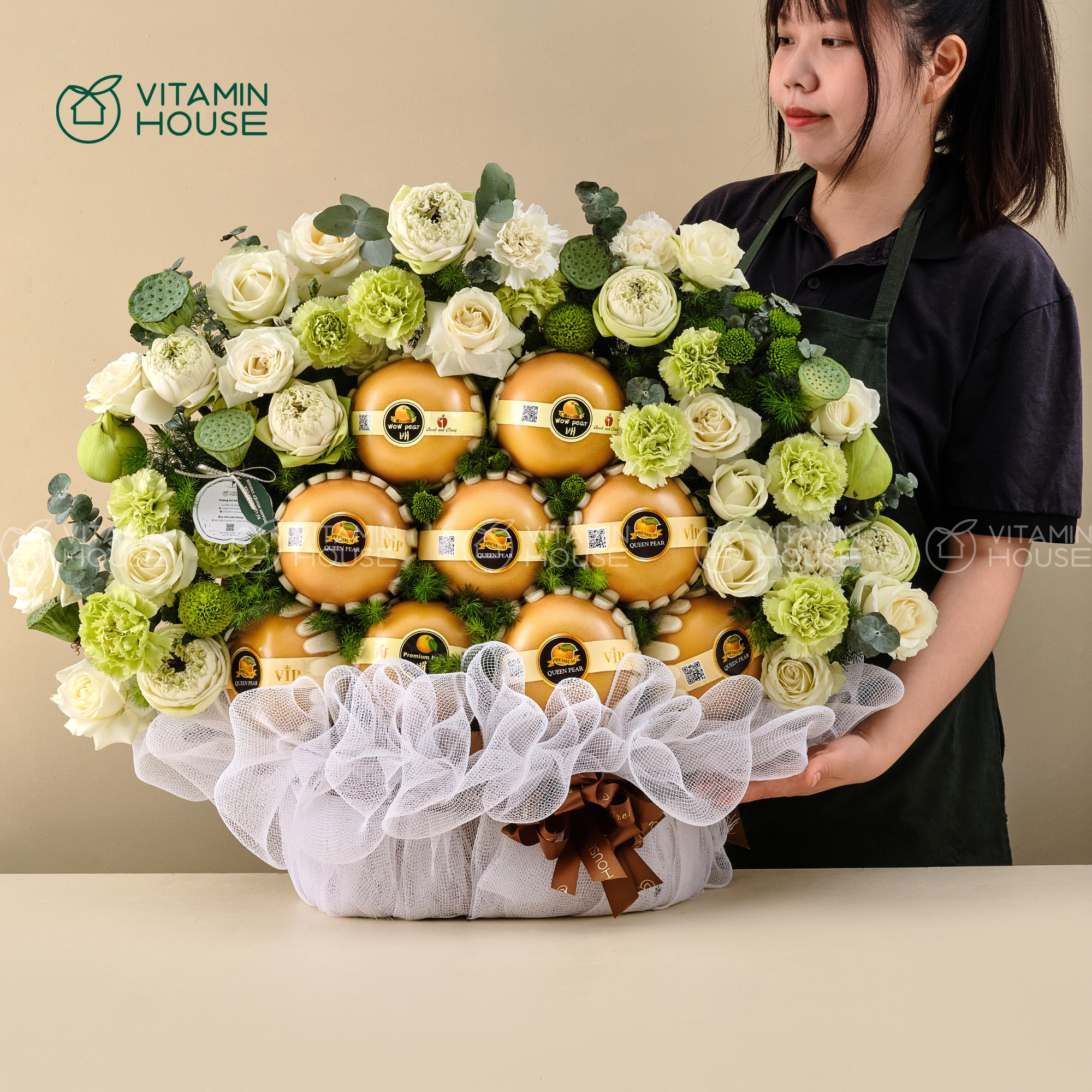 Giỏ Trái Cây Lê Nhập Khẩu Cúng Viếng Đám Tang Thành Kính