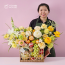 Giỏ Quà Trái Cây Celebration Fruit 01 - Nho Xanh, Kiwi Vàng, Dưa Lưới Tặng Khách Hàng, Đối Tác