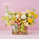 Giỏ Quà Trái Cây Celebration Fruit 01 - Nho Xanh, Kiwi Vàng, Dưa Lưới Tặng Khách Hàng, Đối Tác