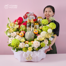 Giỏ Quà Trái Cây Celebration Fruit 12 - Rượu Mơ, Socola, Dưa Lưới Cho Lễ Dạm Ngõ "Trăm Năm Hạnh Phúc"
