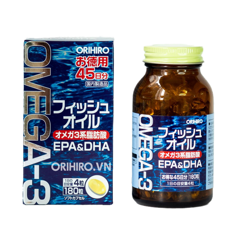 Viên Uống Dầu Cá Omega-3 Orihiro Nhật Hộp 180 Viên
