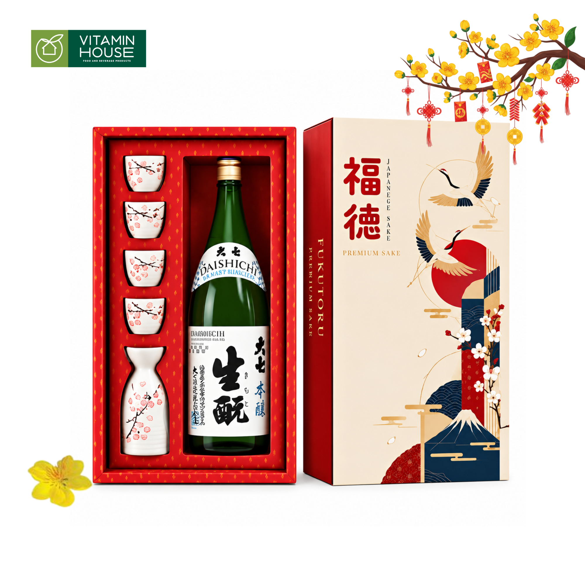 Set Rượu Sake Premium 4
