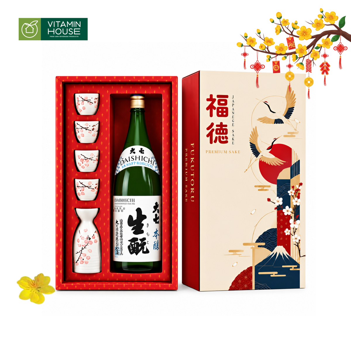 Set Rượu Sake Premium 4
