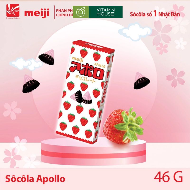 Socola Dâu Meiji Apollo Nhật Hòa Quyện Hương Dâu Tươi Mát