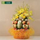 giỏ trái cây nhập khẩu dưa lưới, lê hàn, quýt úc, kiwi vàng và hoa tươi