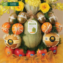 giỏ trái cây nhập khẩu dưa lưới, lê hàn, quýt úc, kiwi vàng và hoa tươi