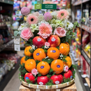 Tháp Trái Cây Quýt, Táo Dâng Hương và Hoa Tươi Trang Trí 
