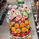 Tháp Trái Cây Quýt, Táo Dâng Hương và Hoa Tươi Trang Trí 