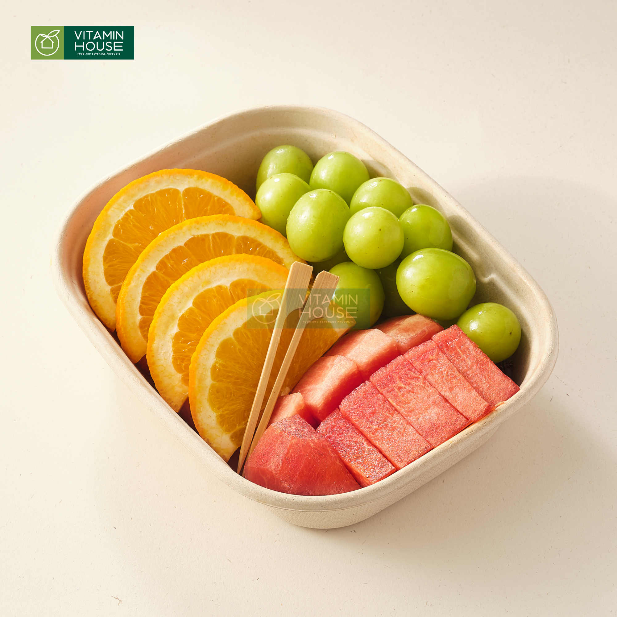 Trái Cây Cắt Sẵn Dưa, Nho và Cam phần 2-3 người