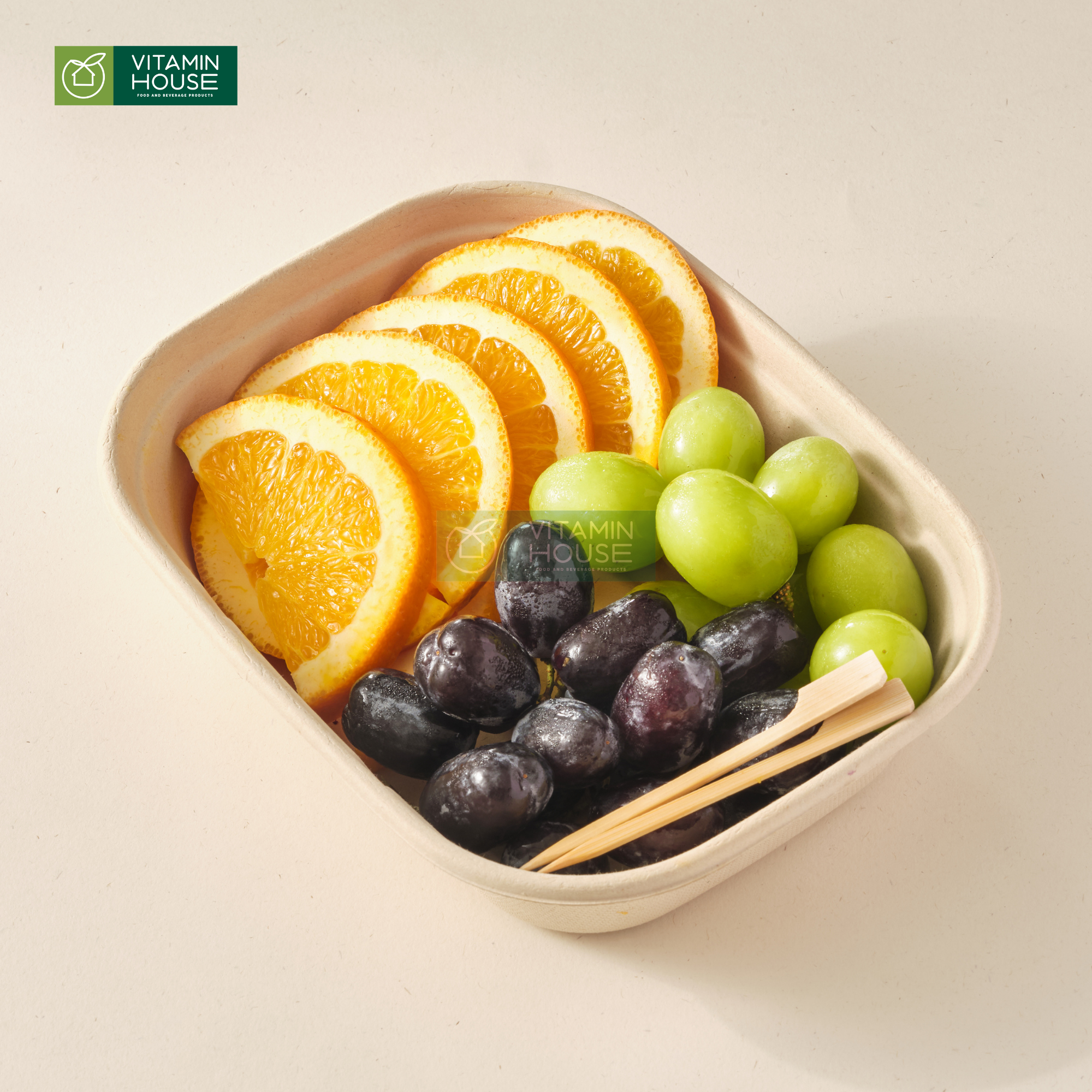 Trái Cây Cắt Sẵn Nho và Cam phần 2-3 người