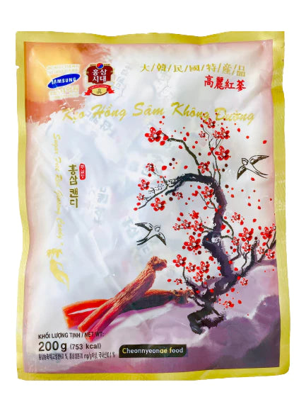 Gói Kẹo Hồng Sâm Không Đường 200g