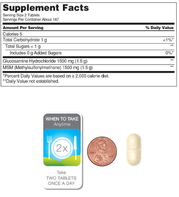 Viên Uống Glucosamine MSM 1500mg Kirkland 375v