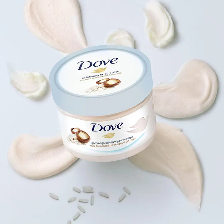 Hộp Tẩy Tế Bào Chết Dove Exfoliating Body Polish Crushed Macadamia & Rice Milk 298G