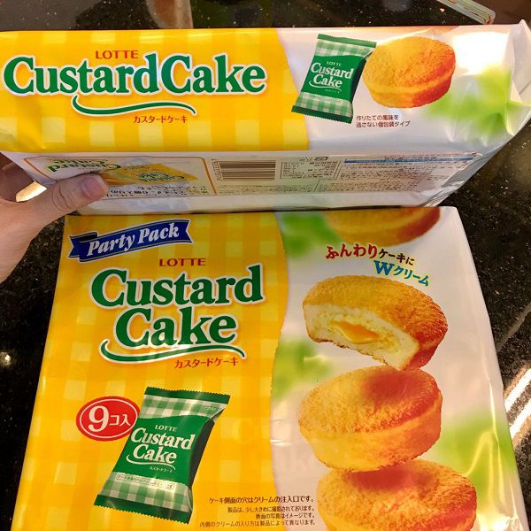 Bánh Bông Lan Trứng Custard Cake Lotte Nhật Gói 248g