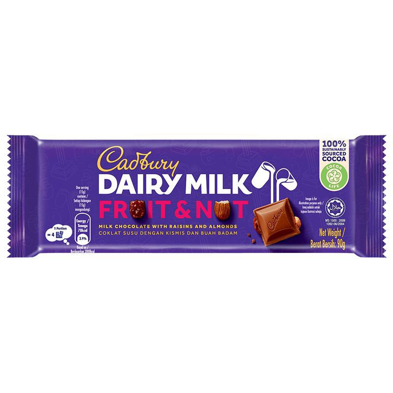 Chocolate Sữa Nhân Trái Cây & Hạt Cadbury Dairy Milk 90g