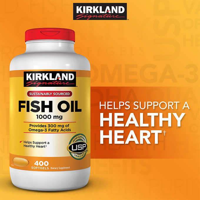 Dầu cá Kirkland 1000mg Mỹ 400v